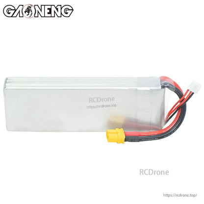 Side profile of silver LiPo battery pack showing casing thickness and wiring exit point