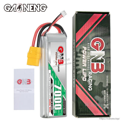 Package contents: GNB 7000mAh battery, retail box, and instruction leaflet
