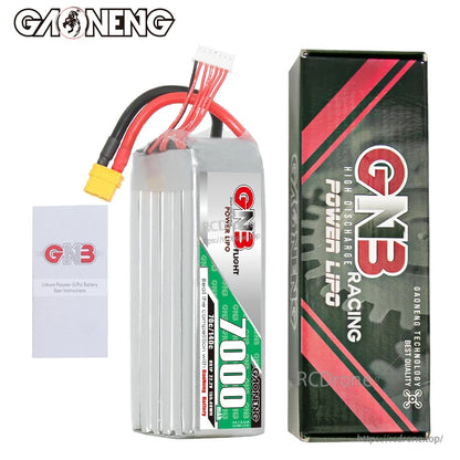 Package contents: GNB 7000mAh LiPo battery, retail box, and small instruction leaflet