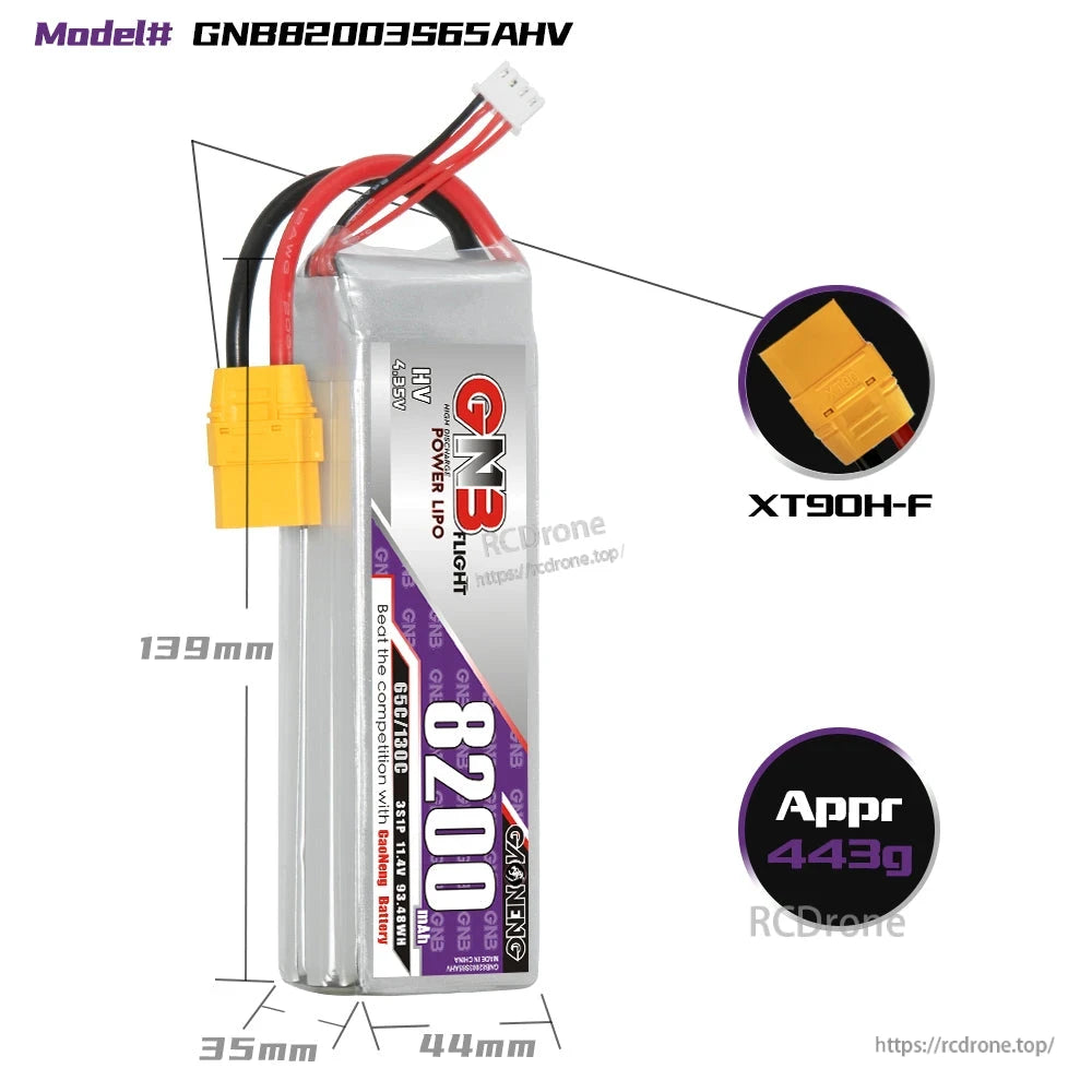 GAONENG GNB GNB82003S65AHV HV 3S 11.4V 8200mAh 65C XT90 LiPo Battery for RC Models