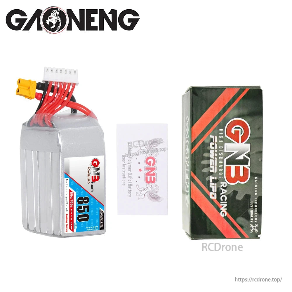 Package contents: GNB850 6S LiPo battery with instruction card and GAONENG GNB retail box