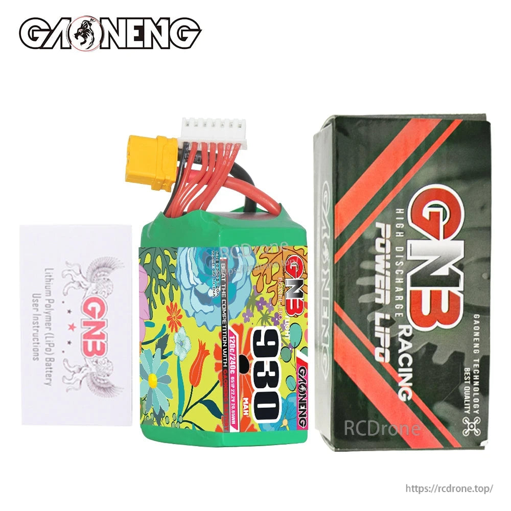 Package contents: GAONENG GNB 930mAh battery with retail box and instruction card