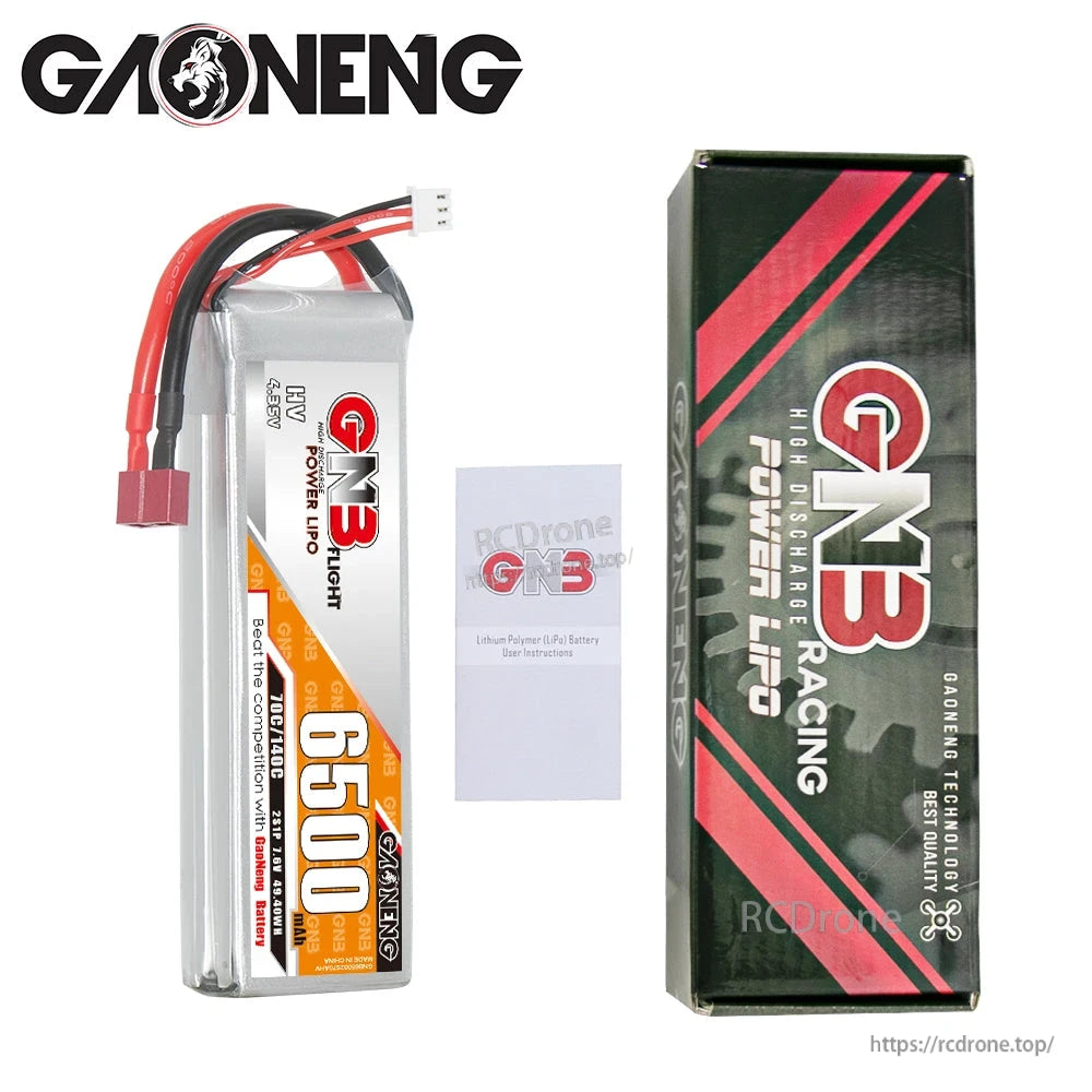 Package contents: GNB 6500mAh battery, GN3 packing box, and instruction leaflet