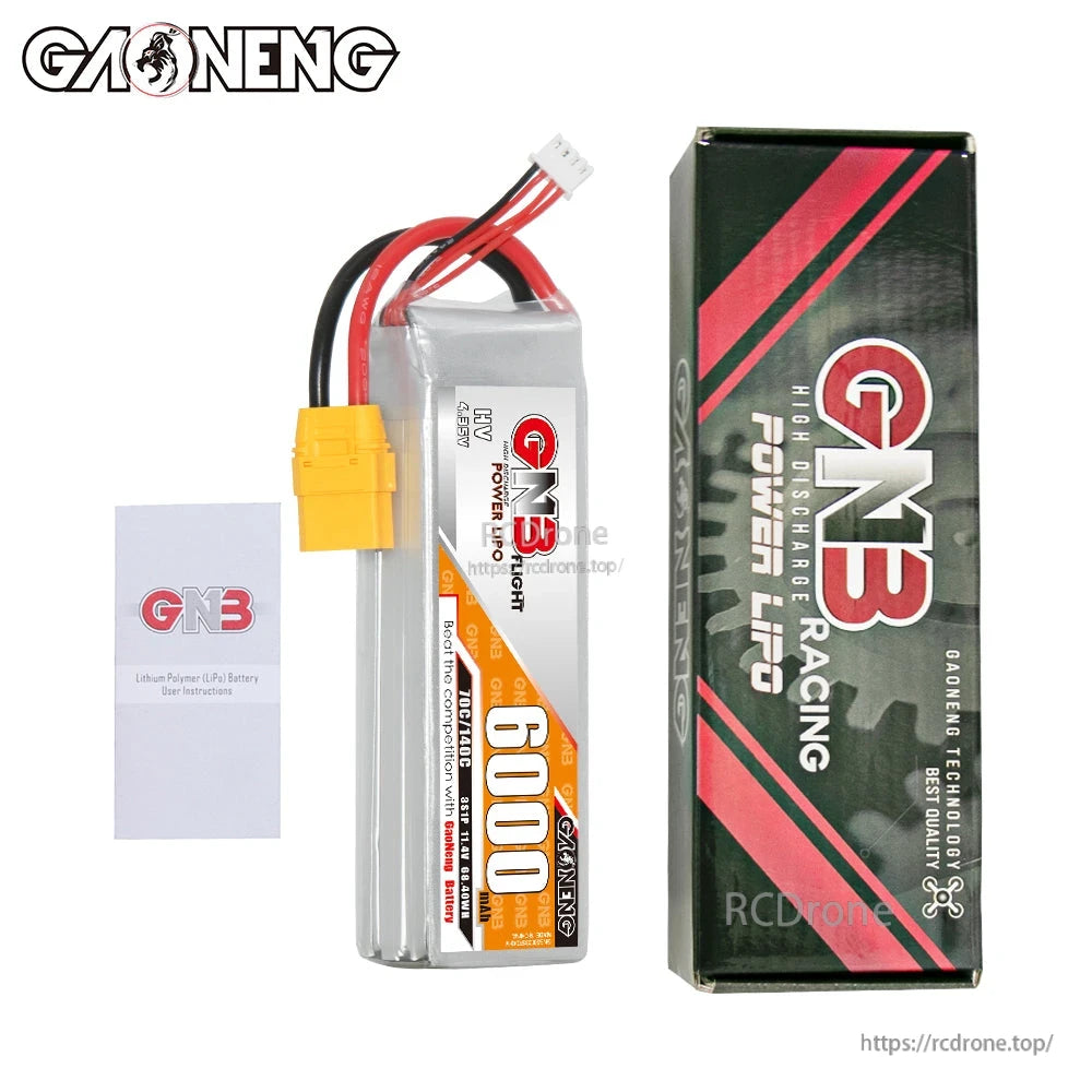 Package contents: GNB 6000mAh battery with retail box and user manual card