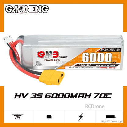 GAONENG GNB HV 3S 6000mAh 70C LiHV LiPo battery graphic, side label visible