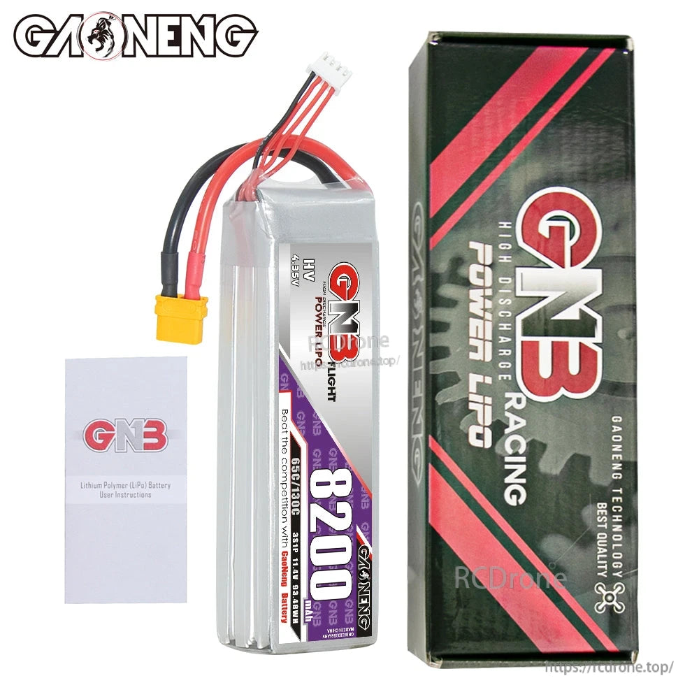 Package contents: GNB 8200 battery with retail box and user instructions leaflet