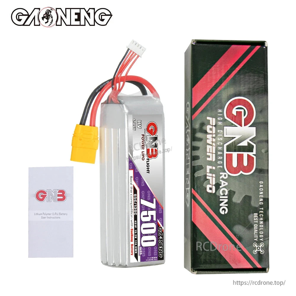 GNB battery with retail box and instruction leaflet shown together on white background