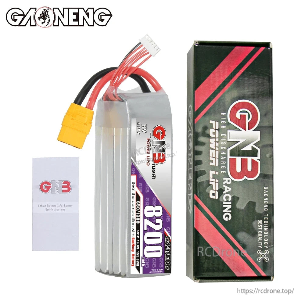 Package contents: GNB 8200 battery with retail box and instruction card
