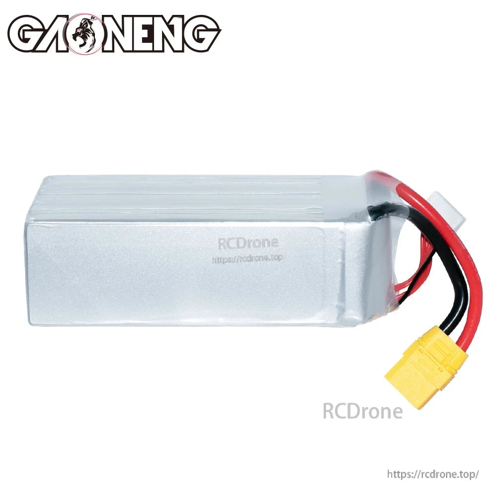 GNB 6S LiHV battery side view showing silver shrink wrap and XT90 power lead