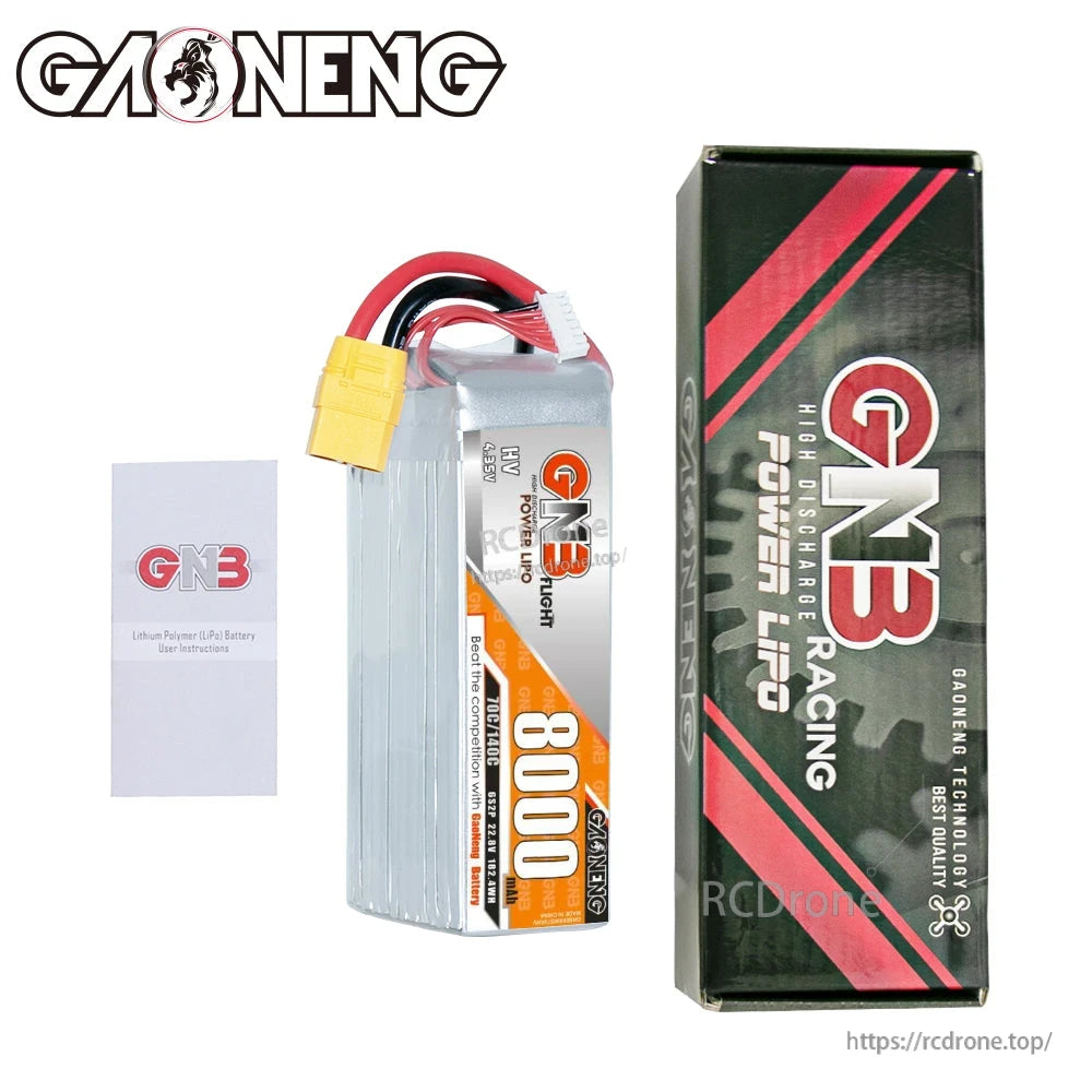 Package contents: GNB 8000mAh battery with GNB retail box and user instruction leaflet