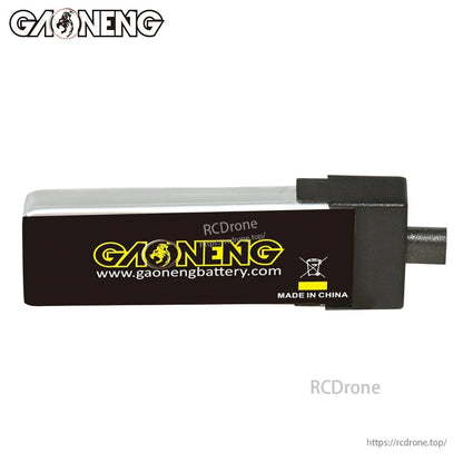 Rear label view showing GAONENG branding, website, and Made in China mark on the battery