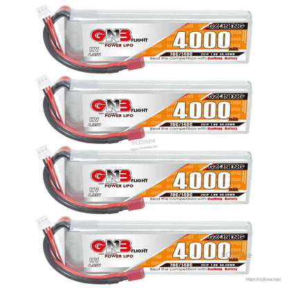 Set of four GAONENG GNB 4000mAh LiHV batteries lined up in horizontal view