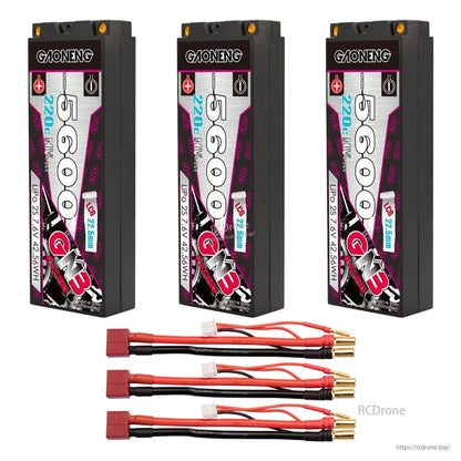 Set of three GNB 5600 hard case batteries with three T-plug adapter leads and 5.0mm bullets