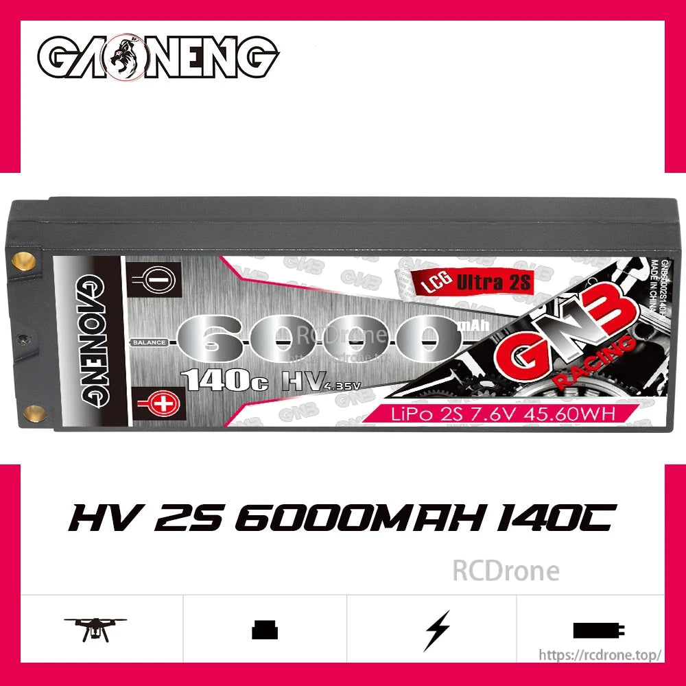 GAONENG GNB HV 2S 6000mAh 140C battery graphic banner with product shown horizontally