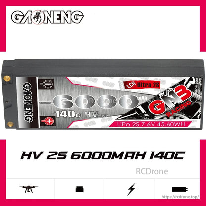 GAONENG GNB HV 2S 6000mAh 140C battery graphic banner with product shown horizontally