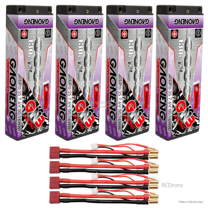 Four-pack bundle with red T-style plug lead sets and 5mm bullet ends