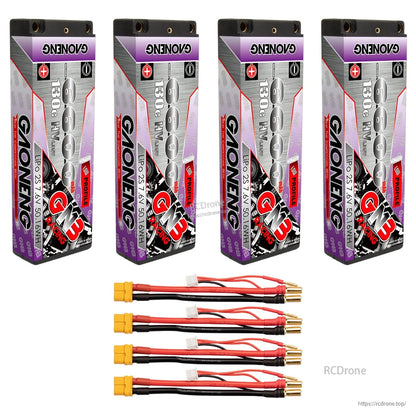 Four-pack bundle: four hard case GNB LiHV batteries with four yellow plug lead sets