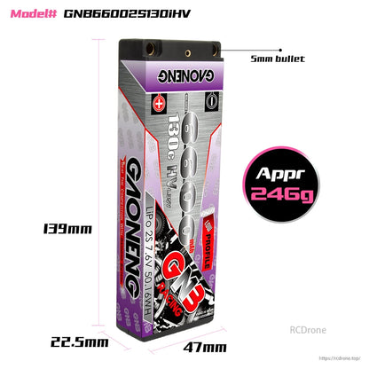 Battery size and weight diagram: 139mm x 47mm x 22.5mm, approx 246g, 5mm bullet