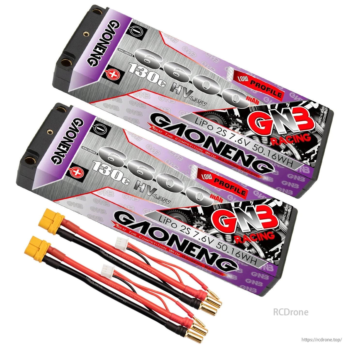 Two-pack bundle shown with two yellow plug lead sets, each with 5mm bullets and balance leads