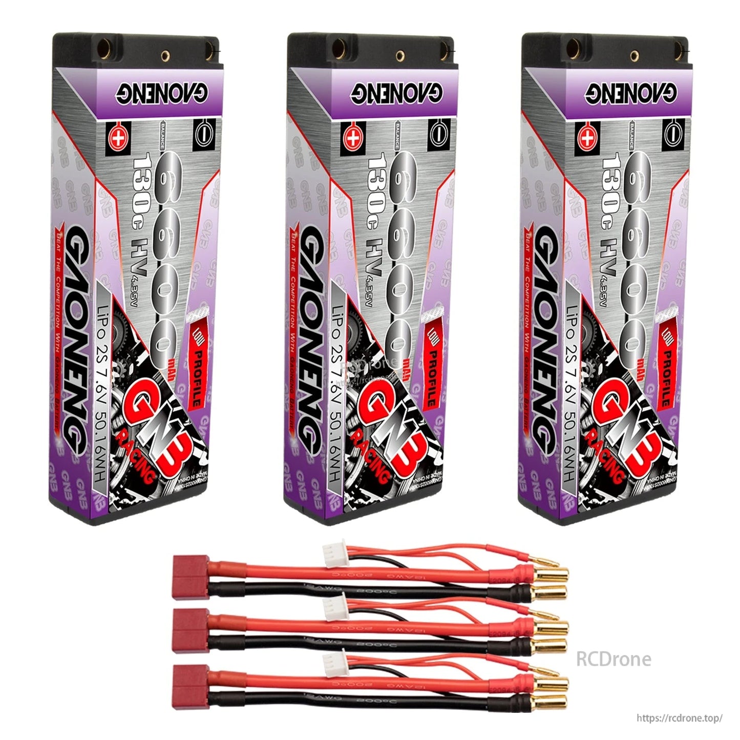 Three-pack bundle with red T-style plug lead sets and 5mm bullet ends
