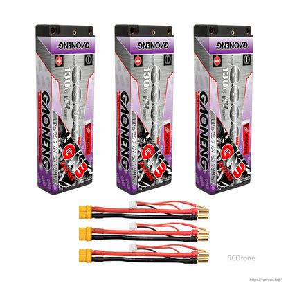 Three-pack bundle: three hard case GNB LiHV batteries with three yellow plug lead sets