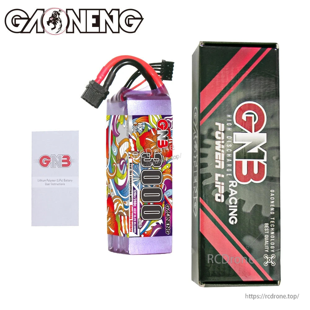 Battery with retail box and user instructions booklet shown side by side