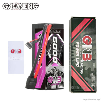 Package contents: GAONENG GNB 6000mAh hard case battery, retail box, and user manual booklet