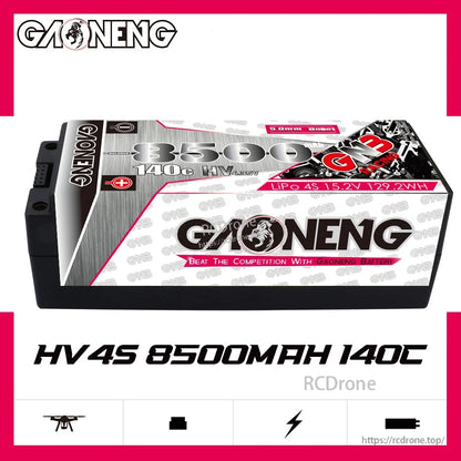 GAONENG GNB HV 4S 8500mAh 140C hard case battery graphic, side profile view