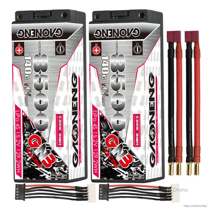 Two-pack: GNB 8500mAh 4S LiHV batteries with Deans/T-plug adapter leads