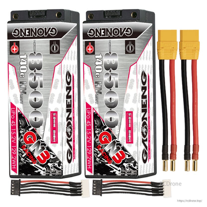 Two-pack: GNB 8500mAh 4S LiHV batteries with XT90 adapters and balance leads