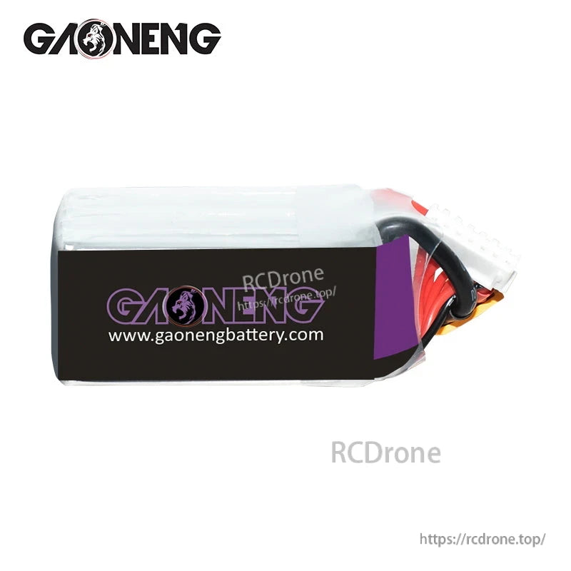 Rear view of GAONENG battery showing gaonengbattery.com label side and wire exit