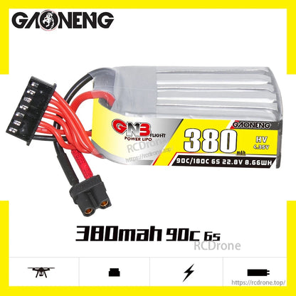GAONENG GNB 380mAh 6S 90C LiHV battery product graphic with branding and capacity text