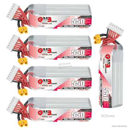 Set display of four horizontal batteries plus one upright battery, showing connectors and label sides