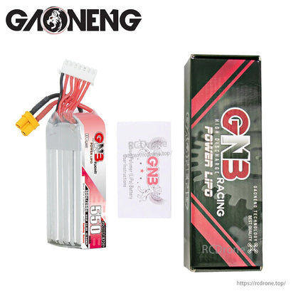 Package contents: GNB 550mAh battery, GNB Power LiPo box, and included card