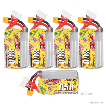 Six GNB 850 batteries bundle shown—five standing and one horizontal
