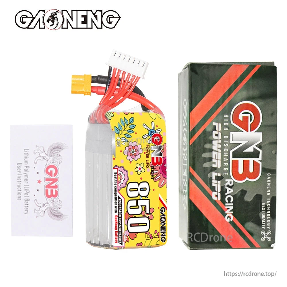 Package contents: GNB 850 battery with retail box and instruction card