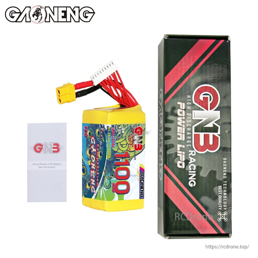Package contents: GNB 1100mAh battery with retail box and small instruction card