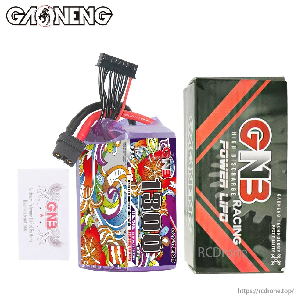 Package contents: GNB 1300 battery with retail box and included card/manual