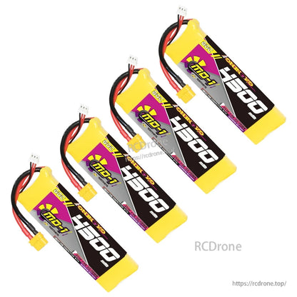 Four angled views of the 2S 4500mAh battery with XT60 connector