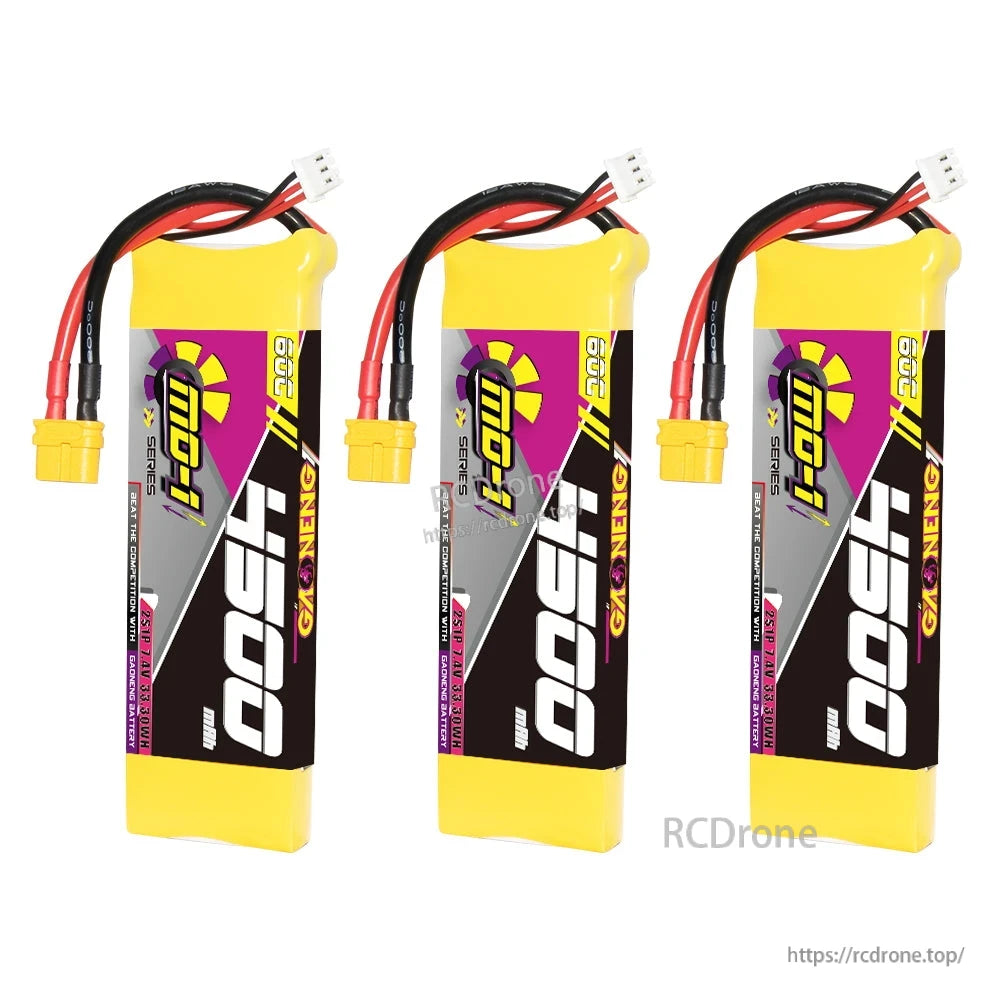Three views of the GAONENG GNB MD-1 2S 7.4V 4500mAh LiPo battery