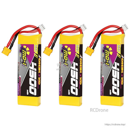 Three front views of the 4500mAh battery showing the wrap and connector layout