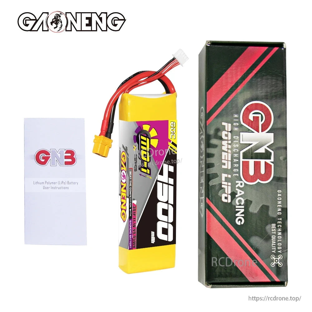 Battery pack contents with LiPo battery, user instructions, and retail box