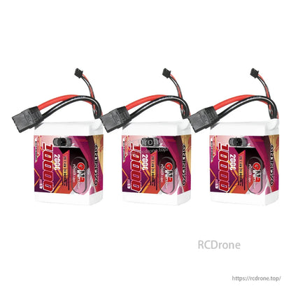 Three GAONENG GNB 10000mAh LiPo batteries with XT90 connectors shown as a set