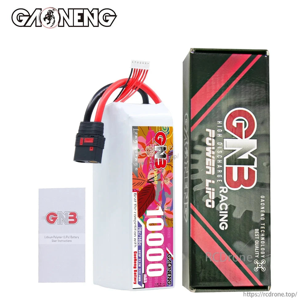 Package contents: GAONENG GNB 10000mAh battery, retail box, and user instruction leaflet