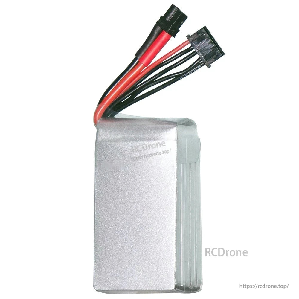 Rear side view of silver GAONENG LiHV battery pack showing wire exit and balance plug