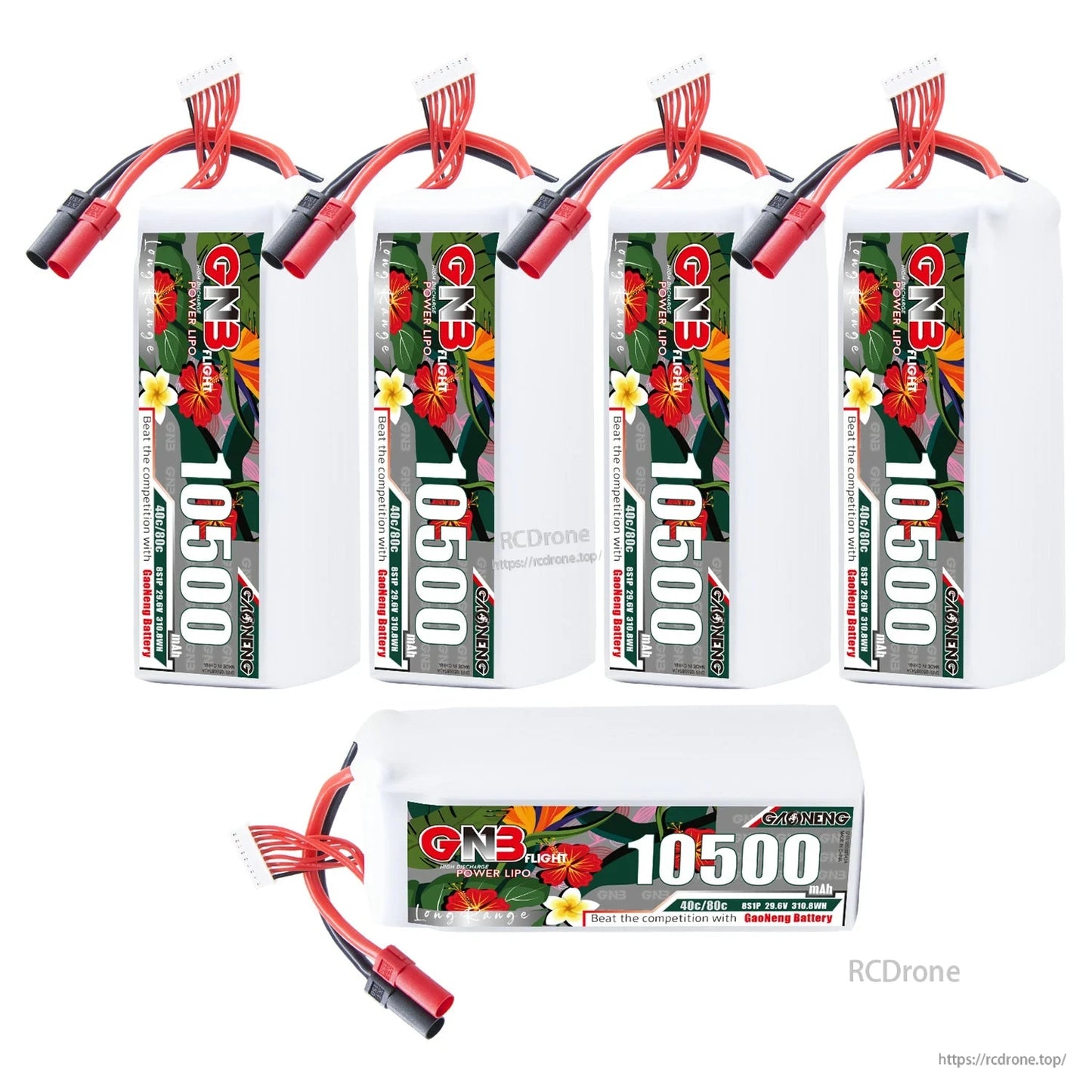 Set of four upright GNB 10500 batteries plus one horizontal battery shown below