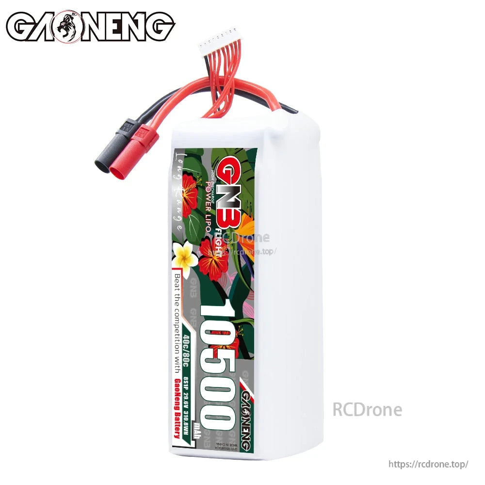 Upright front label view of GNB 10500 battery showing main wrap design and exit wires