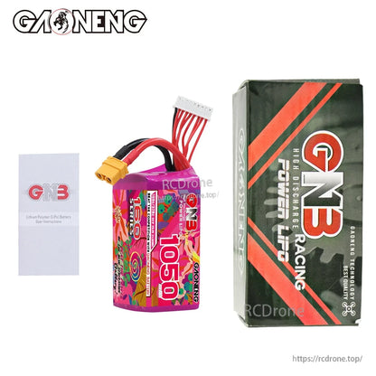 Package contents: GNB 1050mAh battery with user manual leaflet and GNB Racing retail box