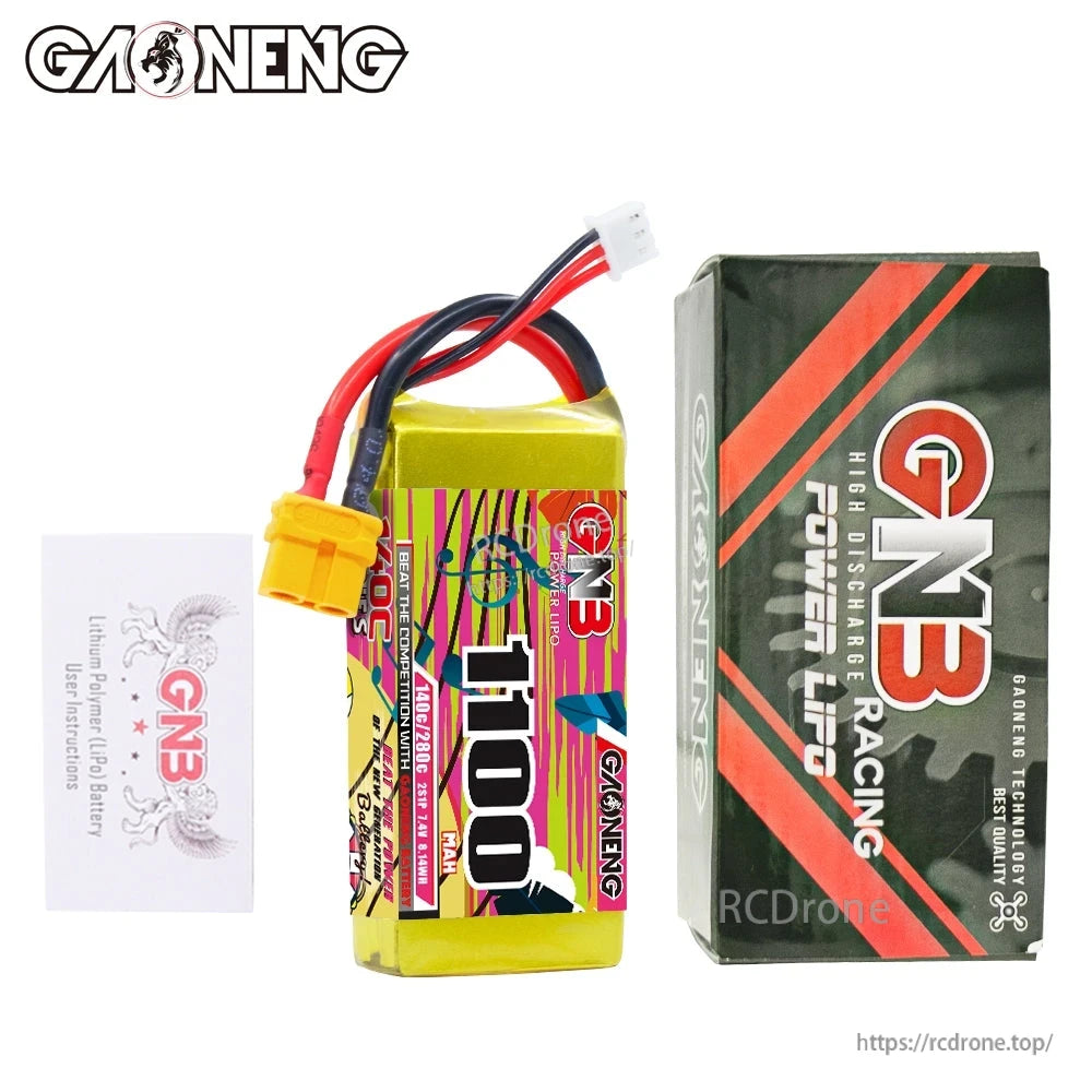 Package contents: GAONENG GNB 1100mAh battery with retail box and small instruction card
