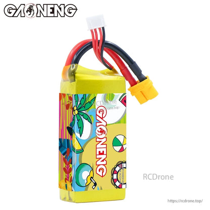 Rear/side view of GAONENG 1100mAh LiPo battery showing wrap design and lead exit at top